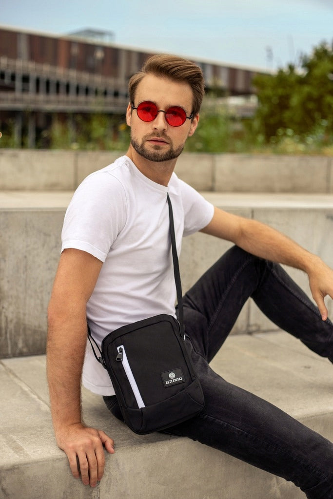 BETLEWSKI men's bag small sports pouch shoulder convenient Velcro pocket Manufacturer code EPO-5146 CZARNY