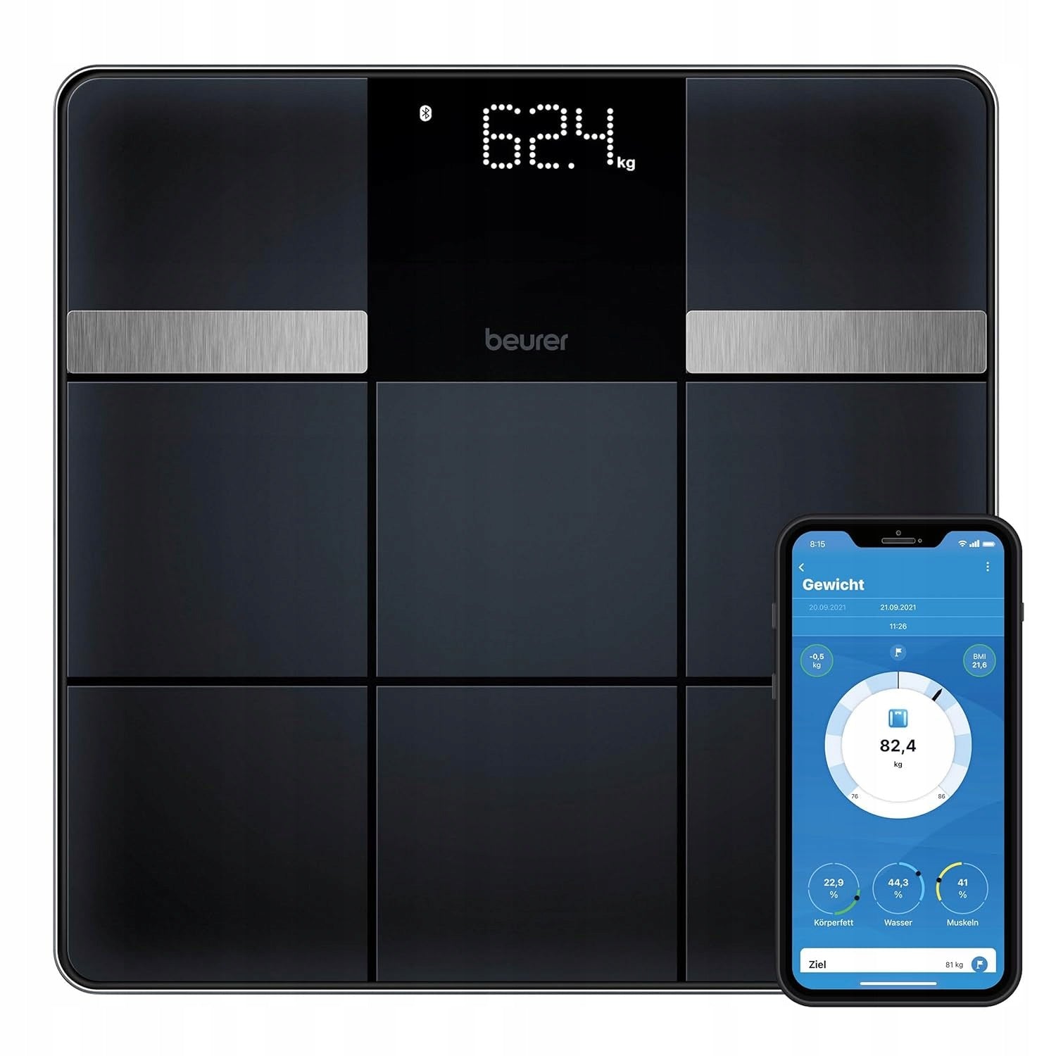BEURER BF 450 BATHROOM SCALE BODY COMPOSITION ANALYZER BLUETOOTH BMI 180KG