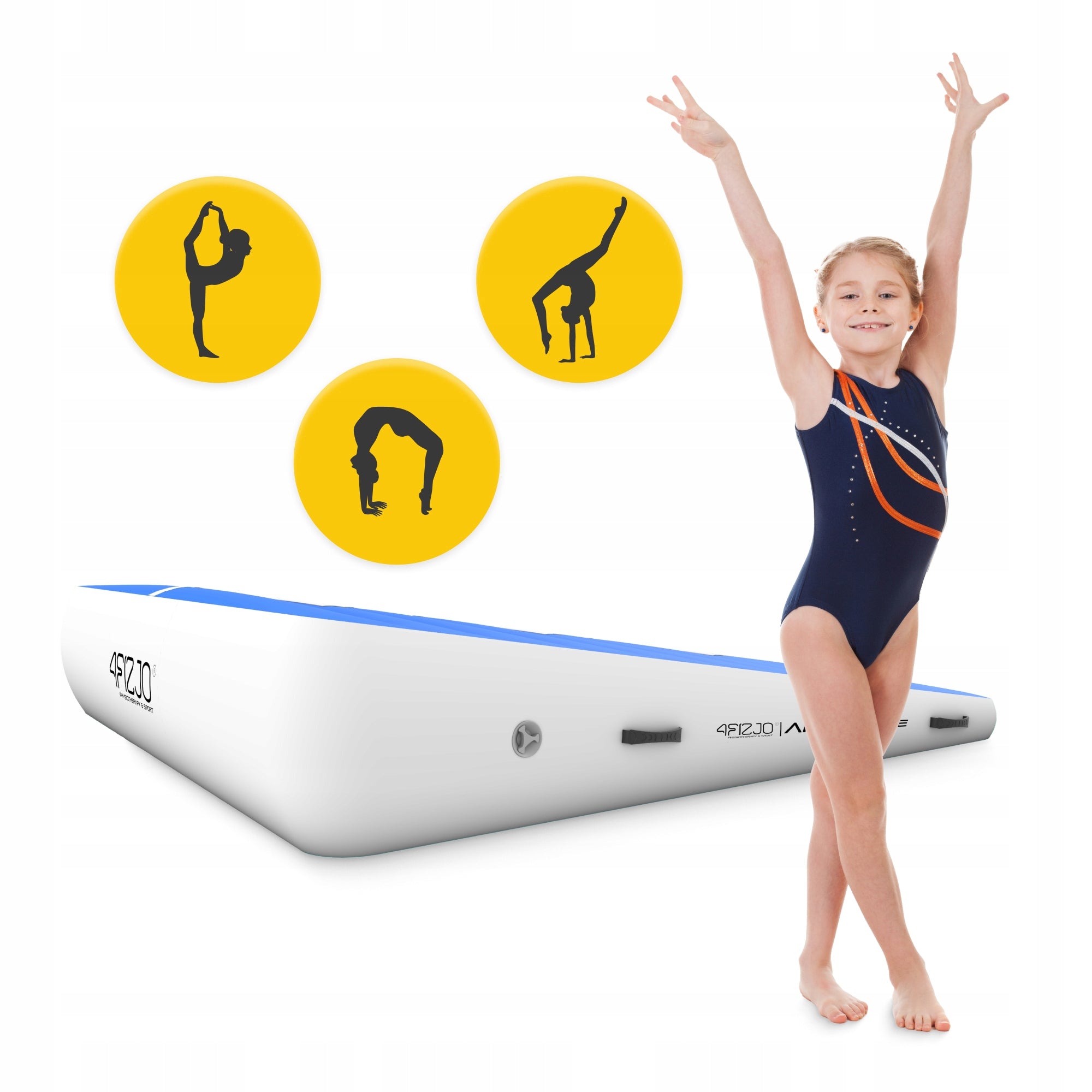 BEVEL ACROBATIC SLANTED MATTRESS AIR INCLINE GYMNASTIC PUMP 2x2x0,4 m Brand 4FIZJO