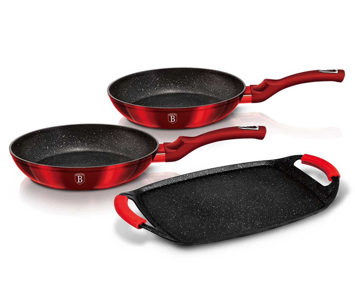 BH-1668 Set of granite pans 3 el. BERLINGER HAUS BURGUNDY induction Packaging status original