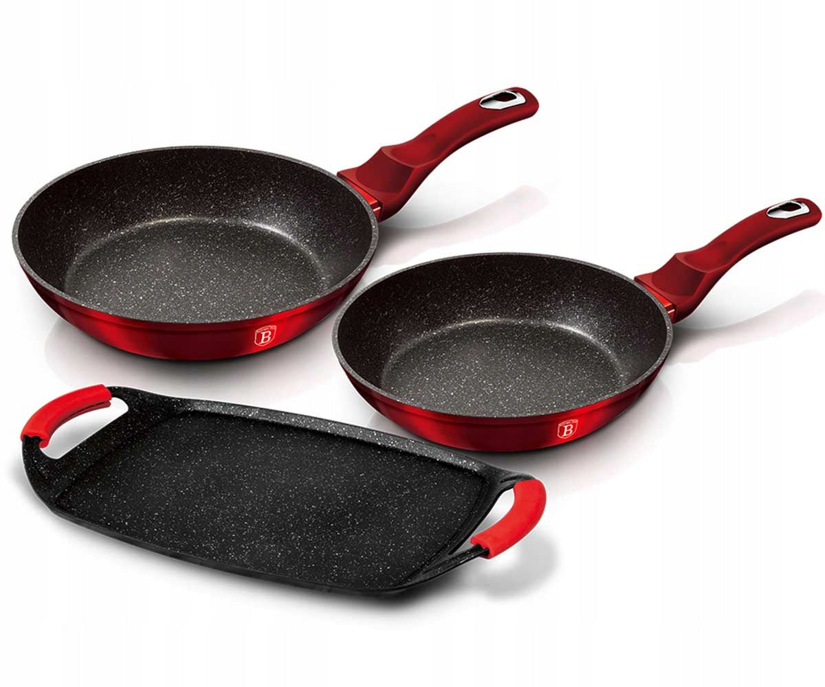 BH-1668 Set of granite pans 3 el. BERLINGER HAUS BURGUNDY induction