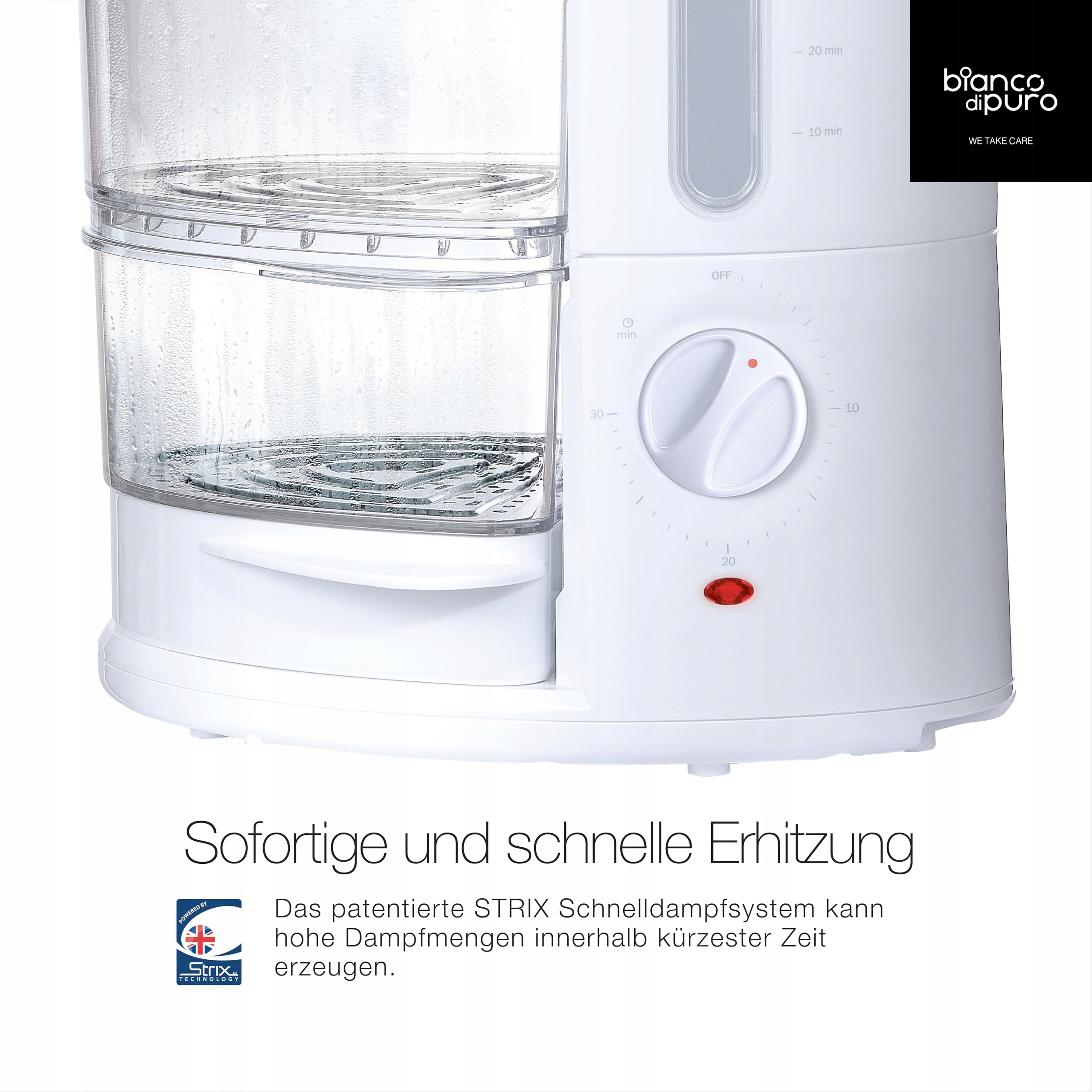 BIANCO DI PURO Rapido Steamer 50% Faster Strix BPA Free Dominant color white