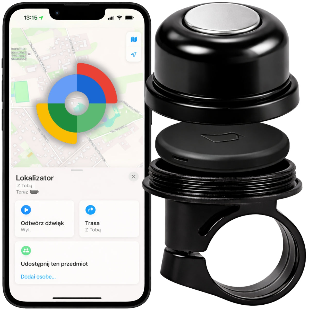 BICYCLE BELL WITH GOOGLE FIND MY ANDROID TAG SMART CASE