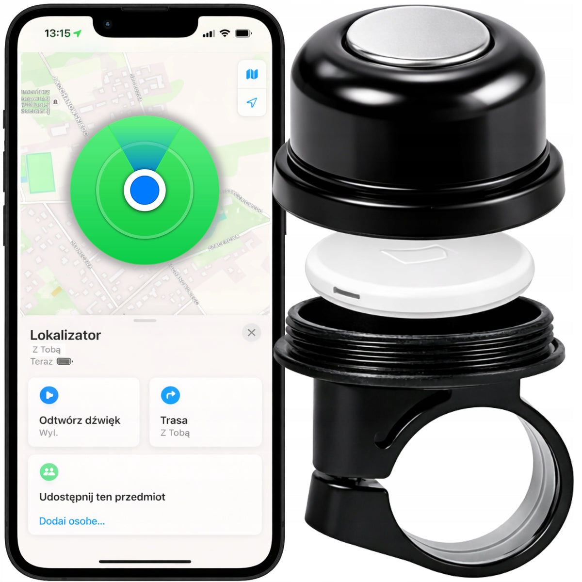 BICYCLE BELL WITH LOCATOR APPLE FIND MY IPHONE TAG SMART CASE