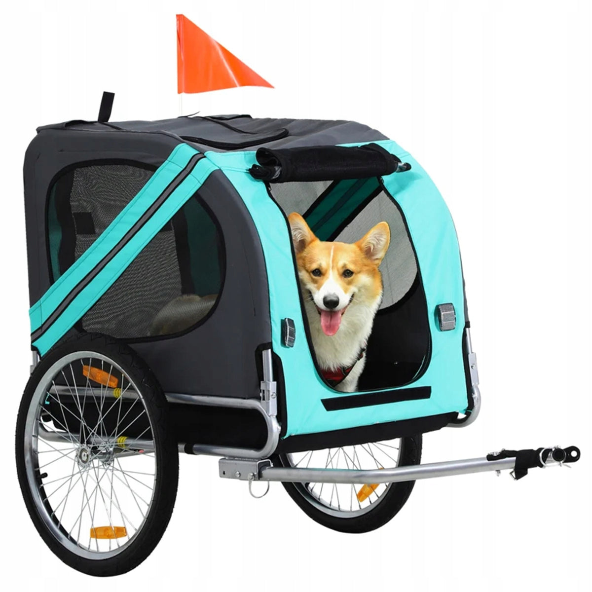 BICYCLE TRAILER FOR BICYCLE DOG STROLLER UP TO 20KG FOLDING TURQUOISE