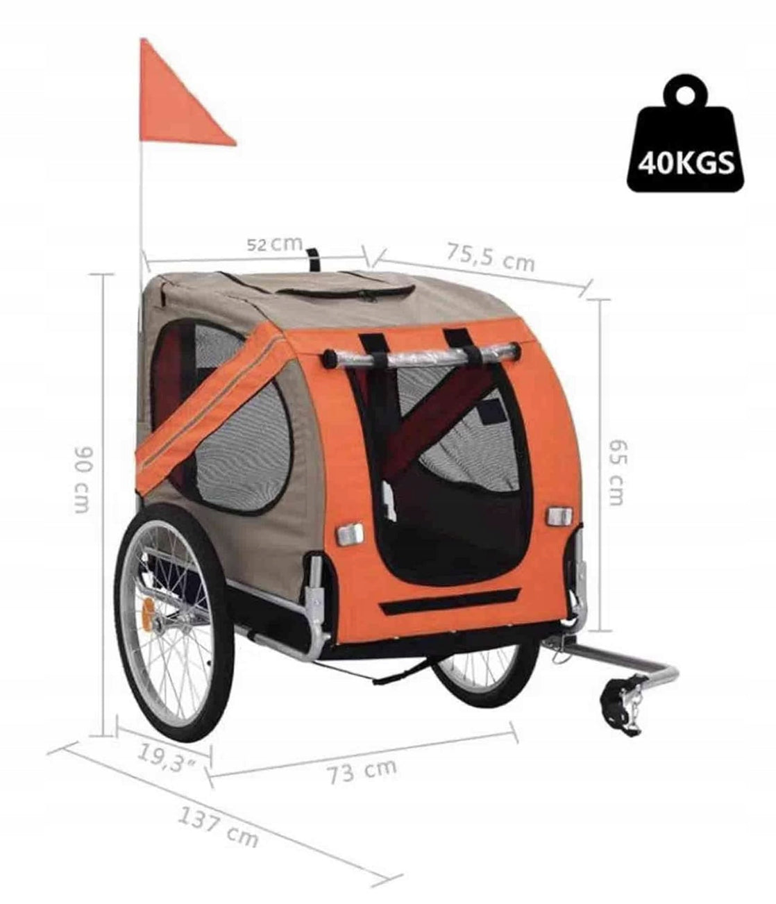 BICYCLE TRAILER FOR DOG BIKE SOLID TRANSPORTER 40kg Brand no brand