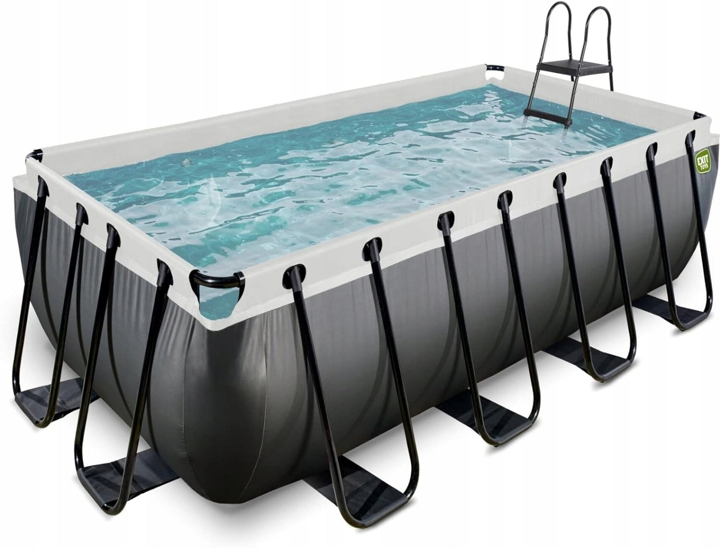 BIG POOL EXIT Black Leather GARDEN 540x250x122 CM + LADDER + PUMP Color black