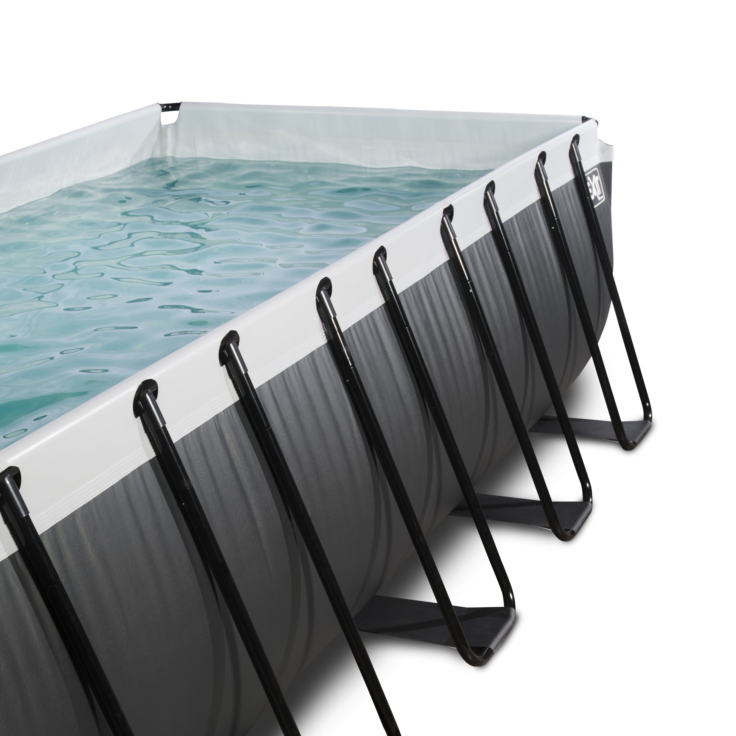 BIG POOL EXIT Black Leather GARDEN 540x250x122 CM + LADDER + PUMP Height 122 cm