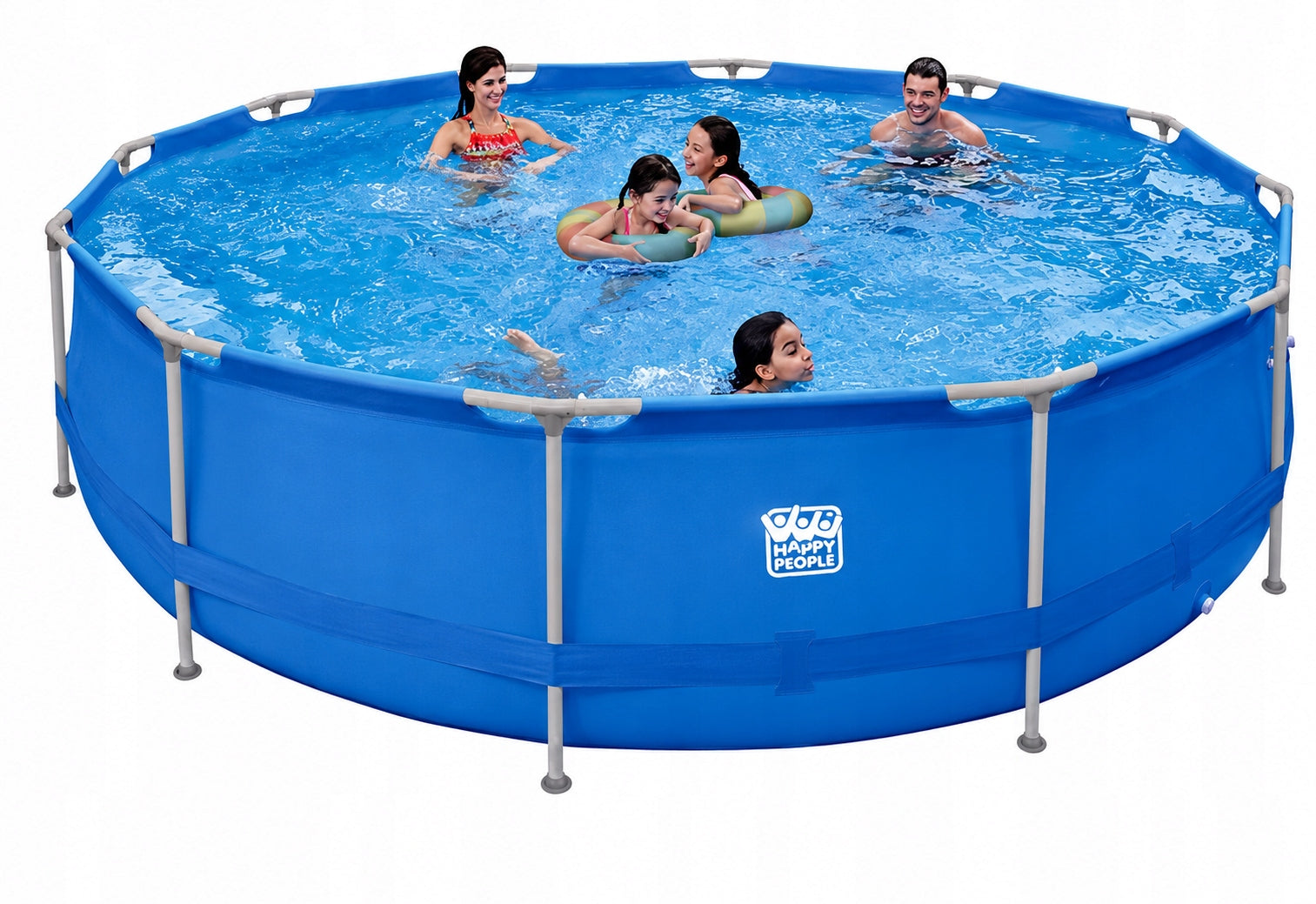 BIG SWIMMING POOL Happy People GARDEN Framed 450x122cm LADDER PUMP MAT Packaging status original