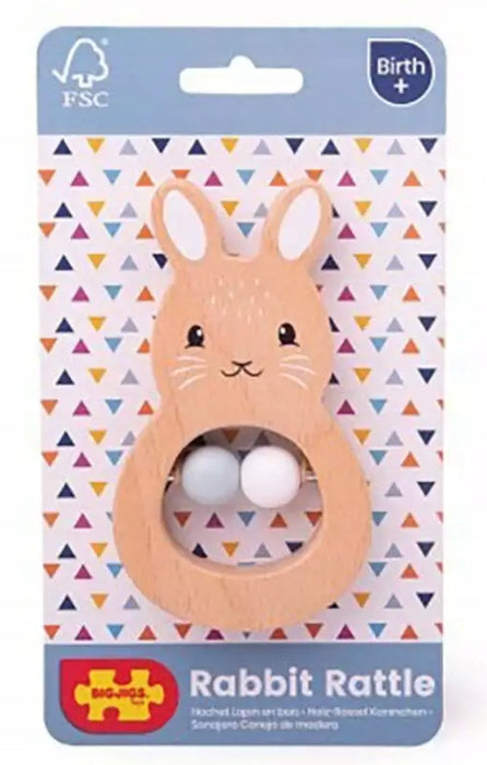 BIGJIGS Rabbit Wooden Rattle Bunny 32007 Brand Bigjigs Toys