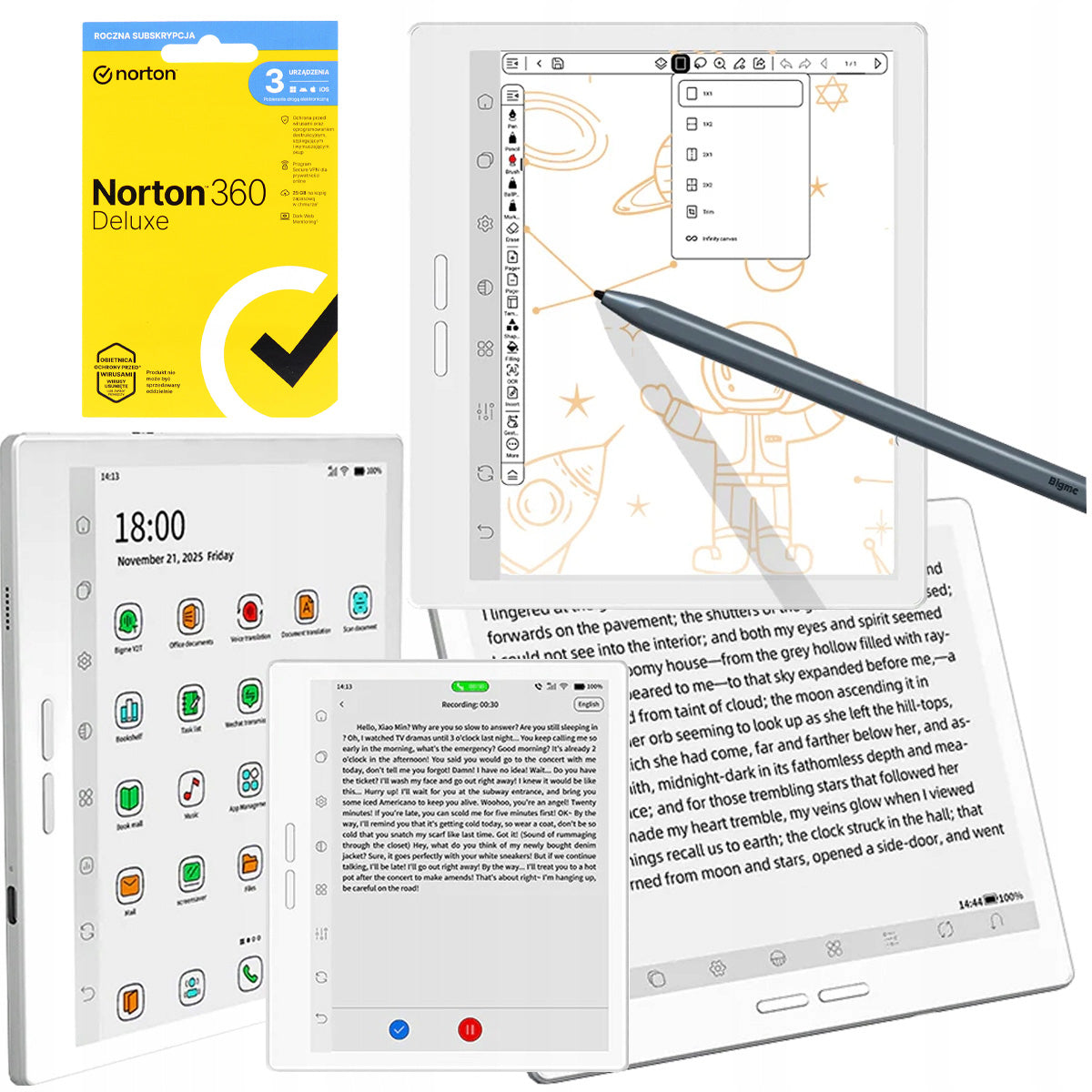 BIGME B7 Pro 2in1 e-book reader tablet Android phone 8/256 GB + NORTON