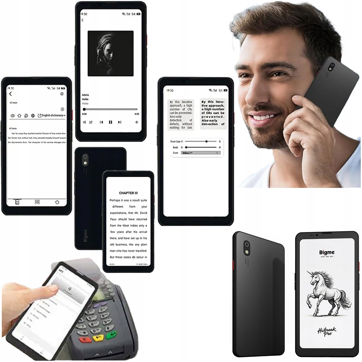 BIGME HIBREAK PRO 2in1 E-BOOK READER SMARTPHONE black - white 6,13" 8/256 GB