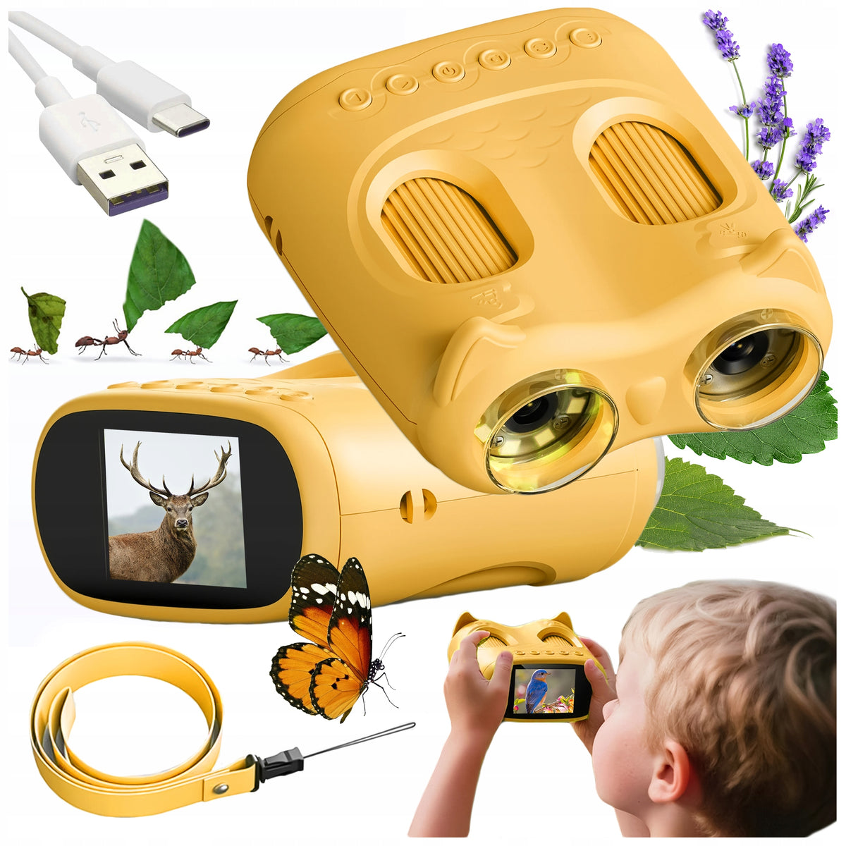 BINOCULARS AND MICROSCOPE FOR CHILDREN 2IN1 EDUCATIONAL PORTABLE LCD BOY'S DAY