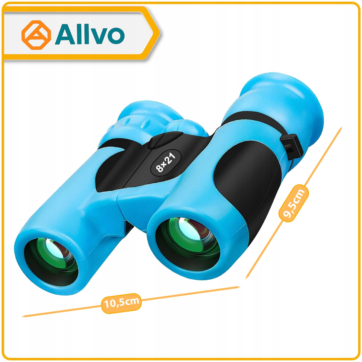 BINOCULARS FOR CHILDREN GLASS OPTICS ZOOM MAGNIFICATION 8X21 ADJUSTMENT + CASE Brand Allvo