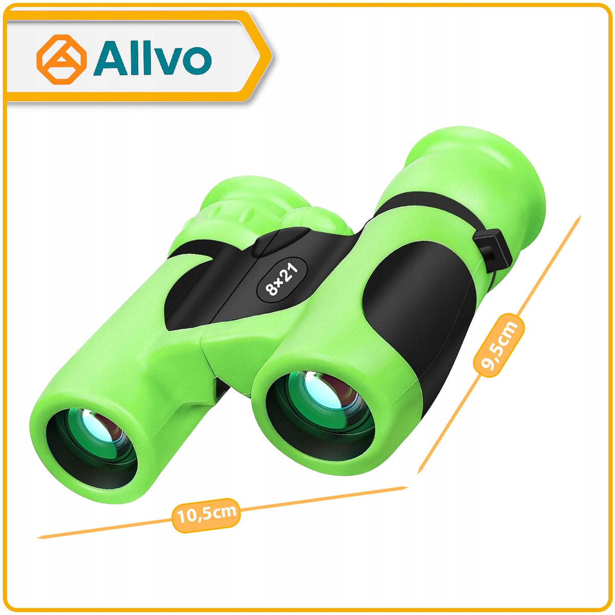 BINOCULARS FOR CHILDREN GLASS OPTICS ZOOM MAGNIFICATION 8X21 ADJUSTMENT + CASE Brand Allvo