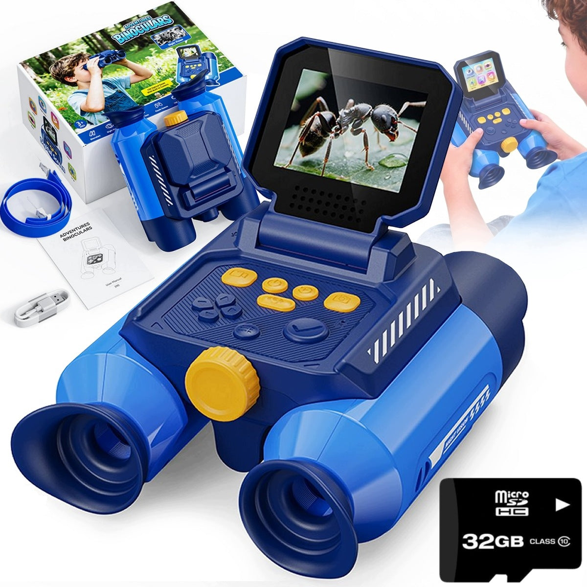 BINOCULARS FOR CHILDREN NIGHT VISION NIGHT MODE 2000mAh 2.4" FHD 48MP SD ZOOM x10