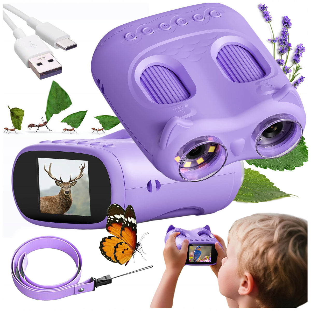 BINOCULARS MICROSCOPE 2IN1 EDUCATIONAL TOY FOR CHILDREN PURPLE PORTABLE Manufacturer code MIKROSKOP OPTYCZNY LORNETKA OPTYCZNA TELESKOP