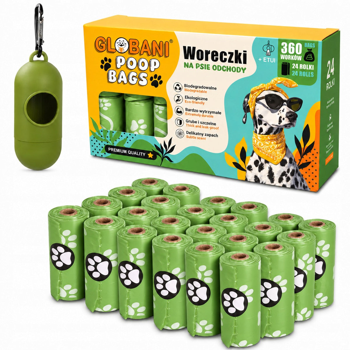 BIODEGRADABLE BAGS Dog feces bags BIO 360 pcs.+ FRAGRANCE CASE