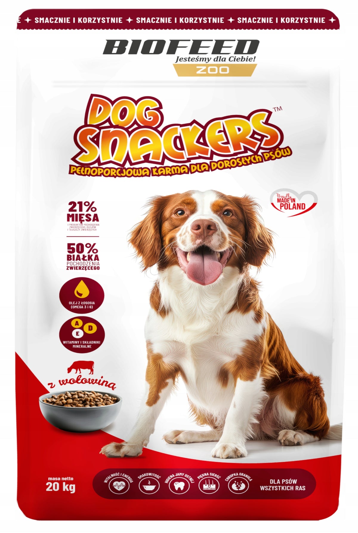 BIOFEED Labrador Shepherd Dog Food DOG SNACKERS WITH BEEF 20kg Packaging status original