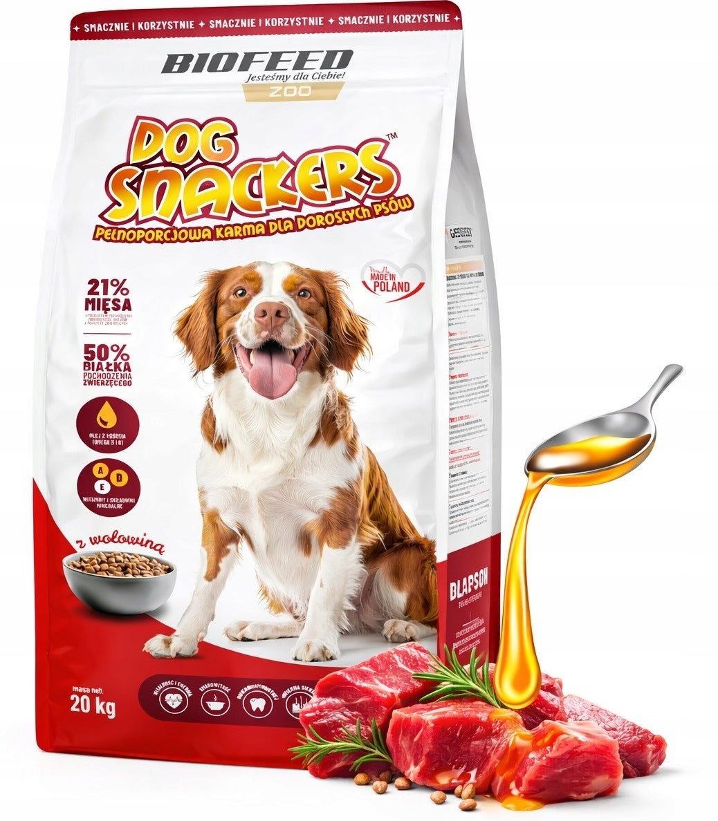 BIOFEED Labrador Shepherd Dog Food DOG SNACKERS WITH BEEF 20kg