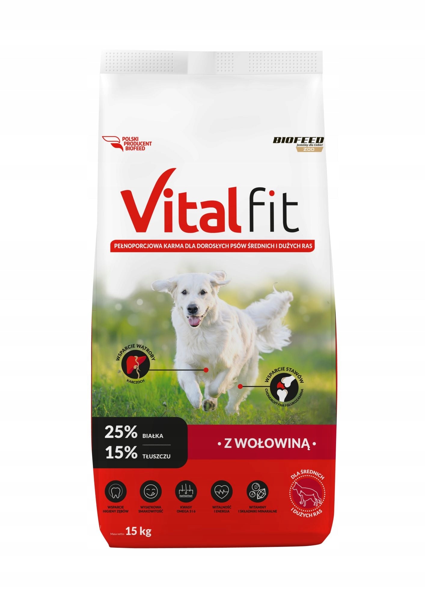 BIOFEED VitalFit Food for Adult Medium Large Breeds BEEF 15kg Manufacturer code 6111008722