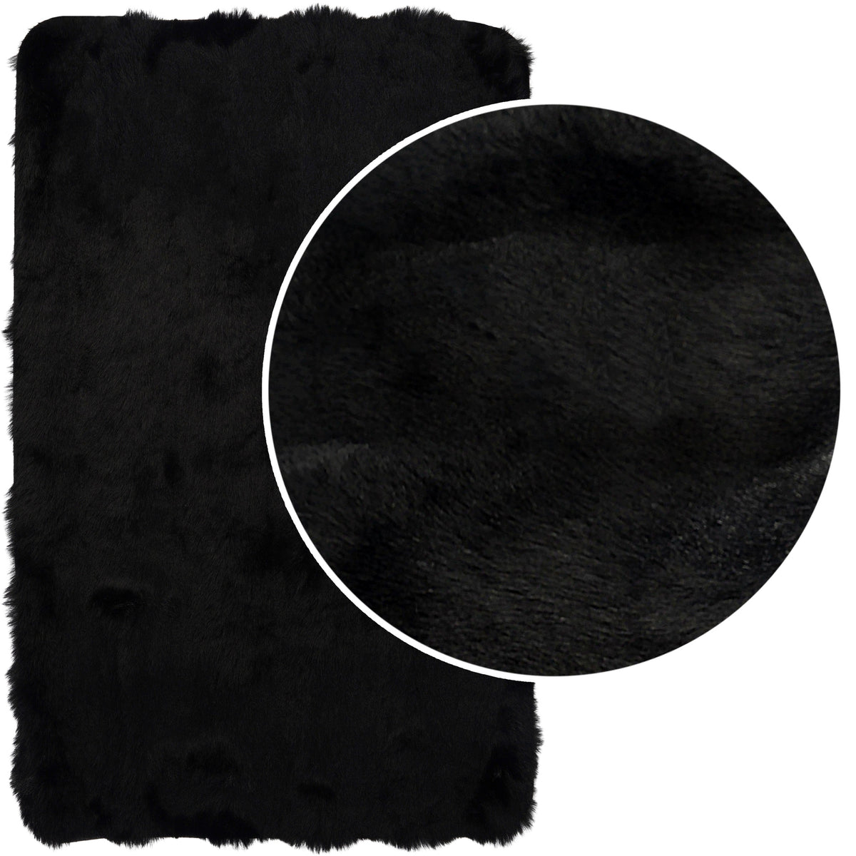 BLACK BATHROOM RUG SOFT 50x80 CM FLUFFY NON-SLIP STYLISH