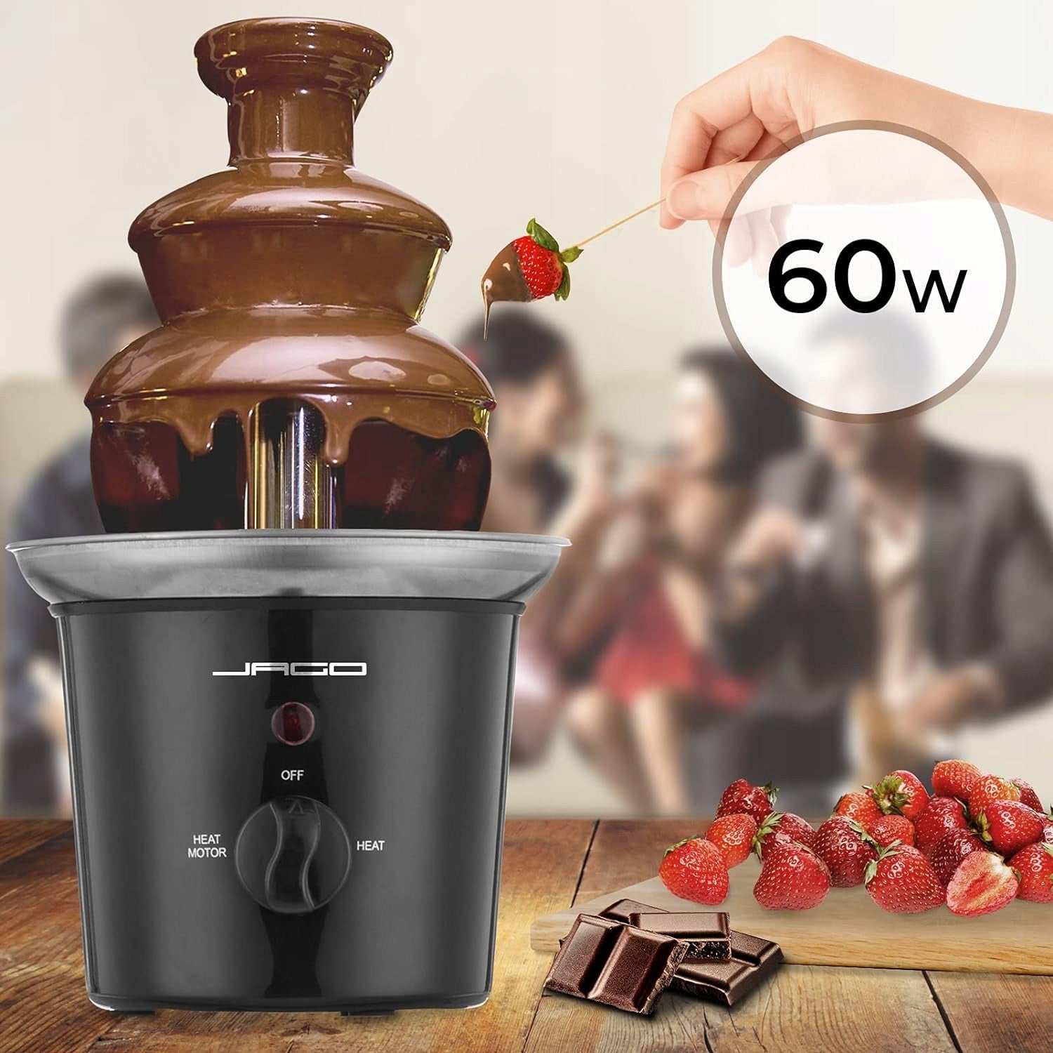 BLACK CHOCOLATE FOUNTAIN 60W FOUNDE 3 LEVELS Brand Jago