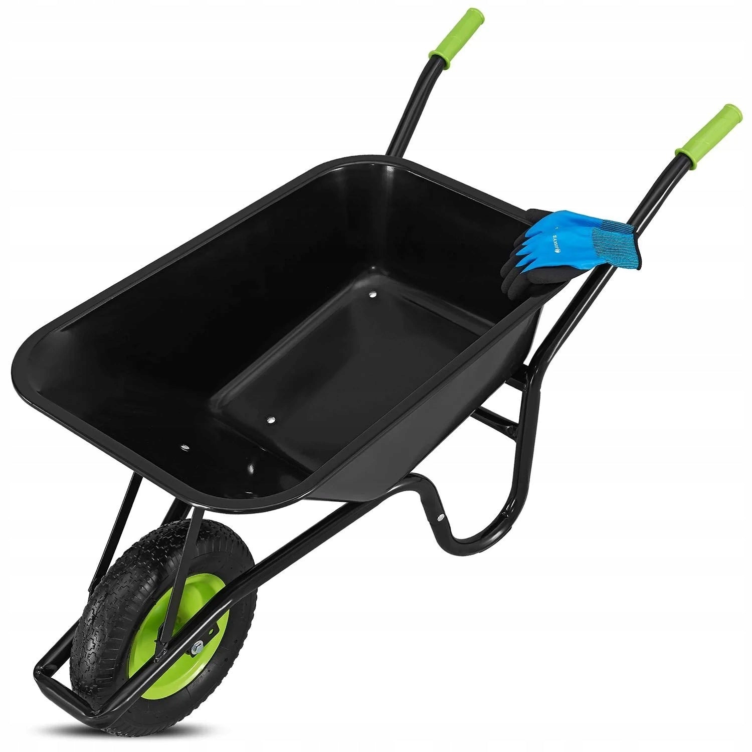 BLACK CONSTRUCTION GARDEN WHEELBARROW 210 KG 100L + WORK GLOVES EAN (GTIN) 4262437180809