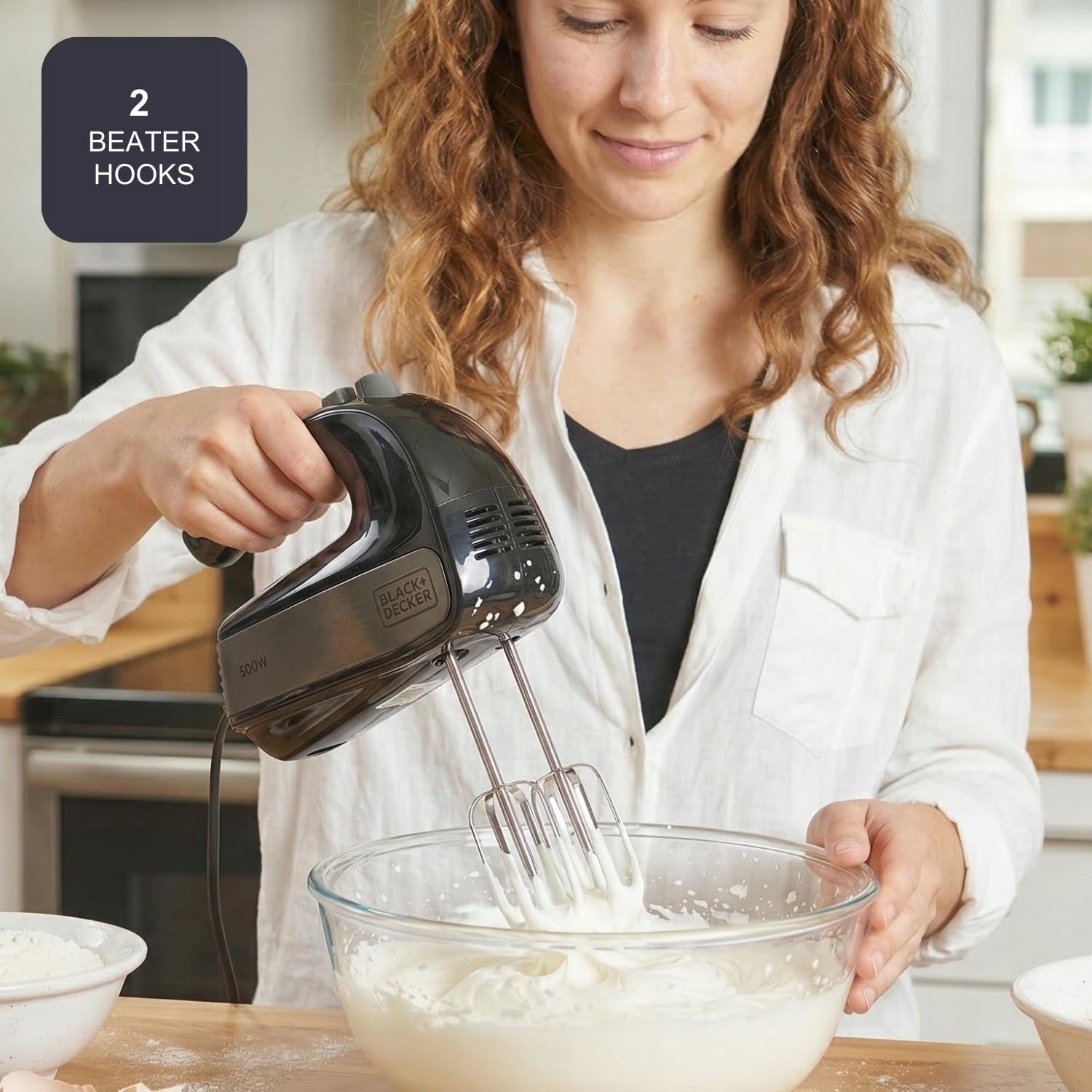 BLACK+DECKER hand mixer 500W stainless steel 5 gears turbo BXMX500E Brand Black+Decker