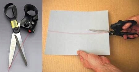 BLACK LASER SCISSORS WITH LASER POINTER SIMPLE CUTTING GIFT Brand TOP TOOLS