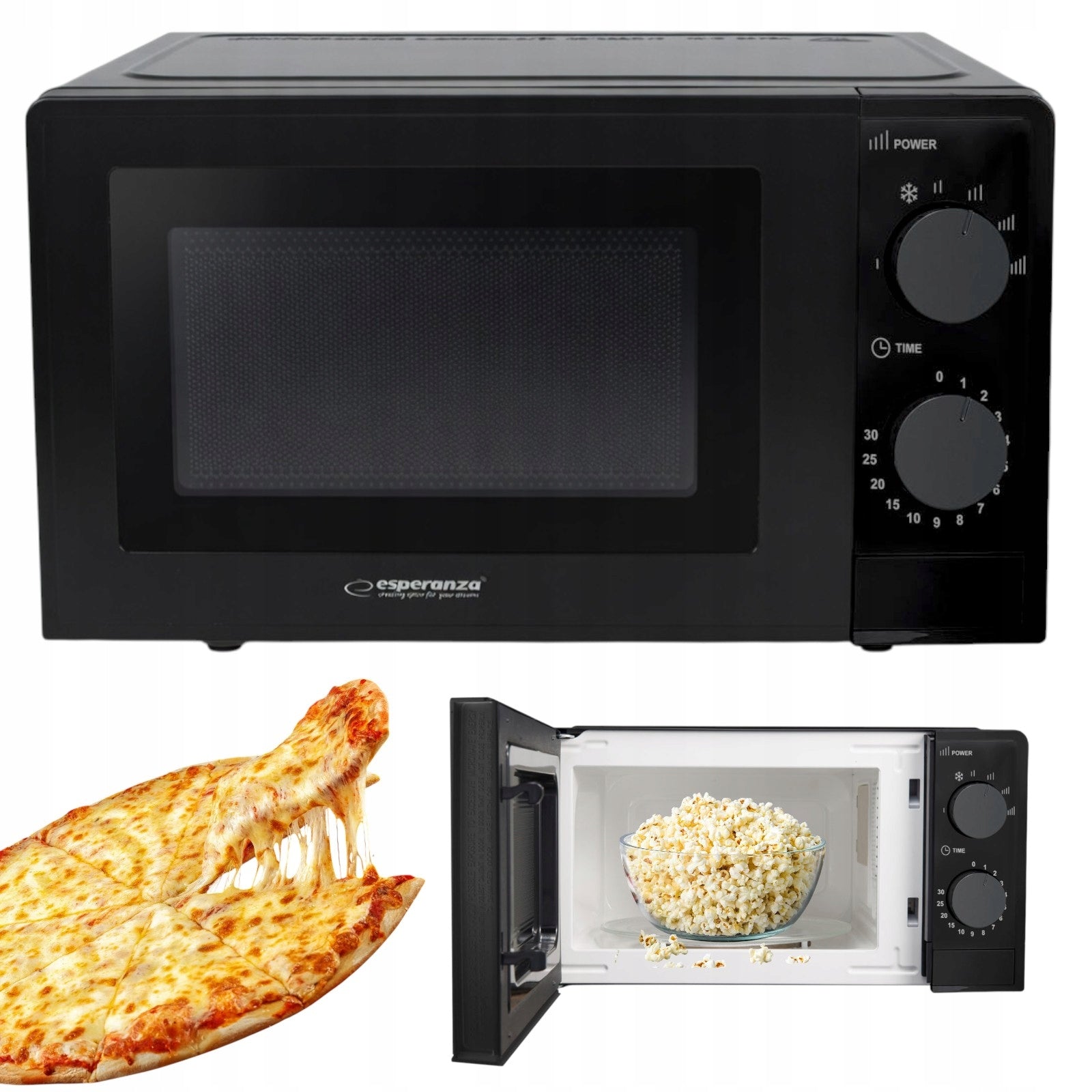 BLACK MICROWAVE FREESTANDING MICROWAVE 20L 1100W TIMER