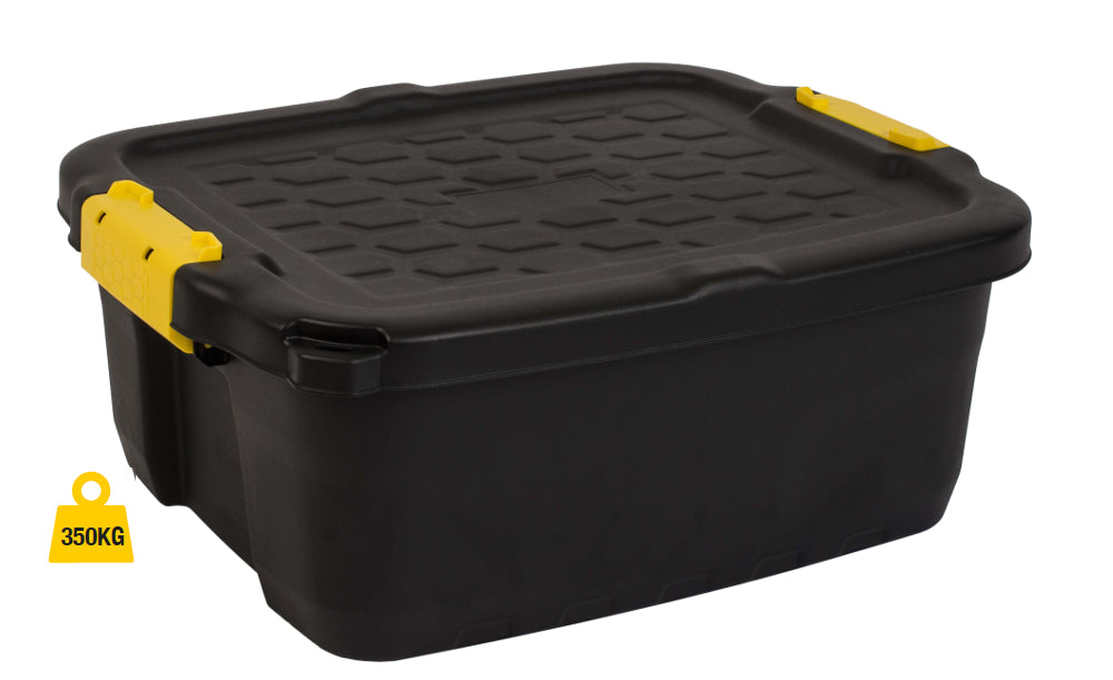 BLACK PLASTIC CONTAINER FOR BASEMENT GARAGE COVER HANDLES 24L 50x40x20CM EAN (GTIN) 5907694969307