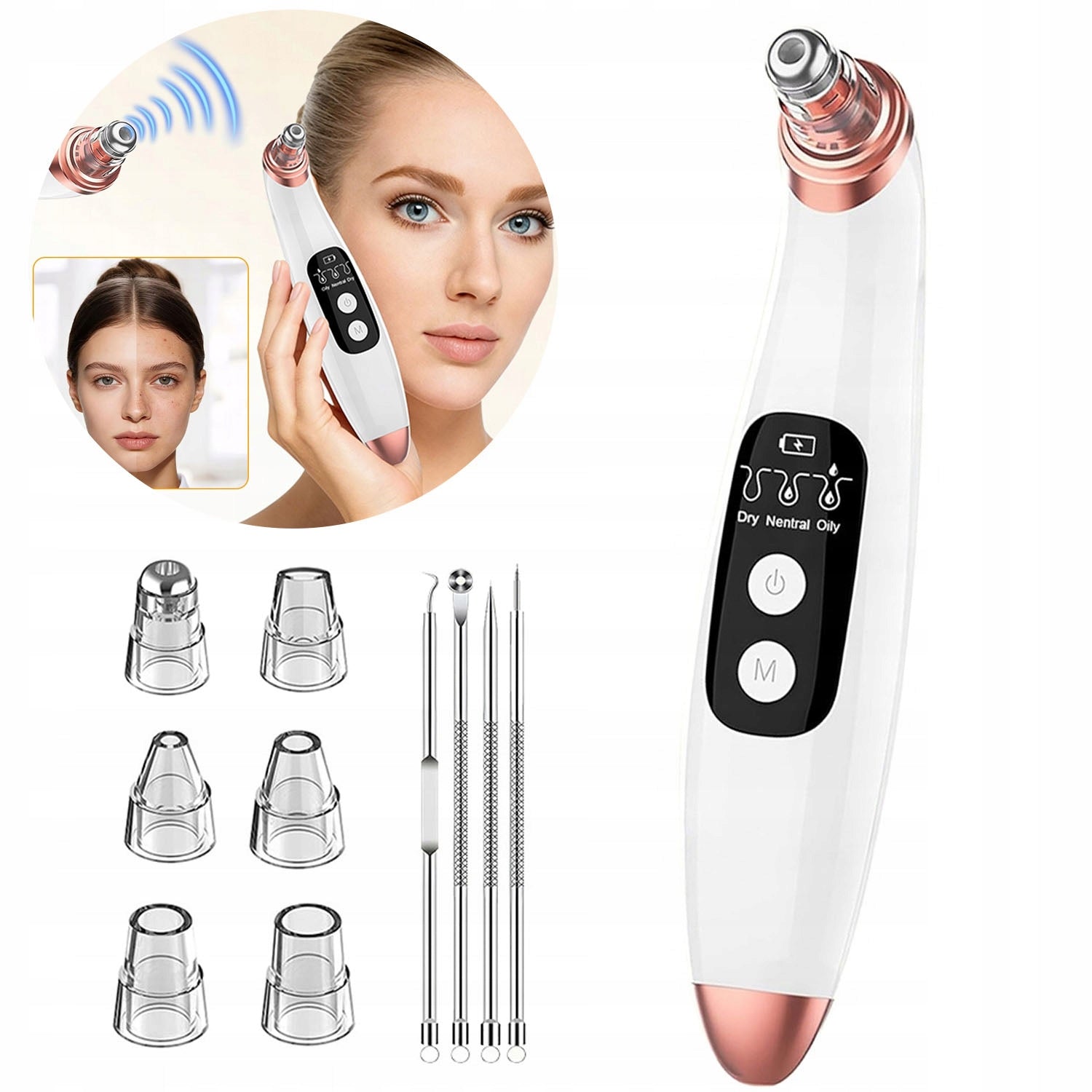 BLACKHEAD VACUUM CLEANER BLACKHEAD REMOVAL PORE CLEANSING 3 POWERS 6 HEADS