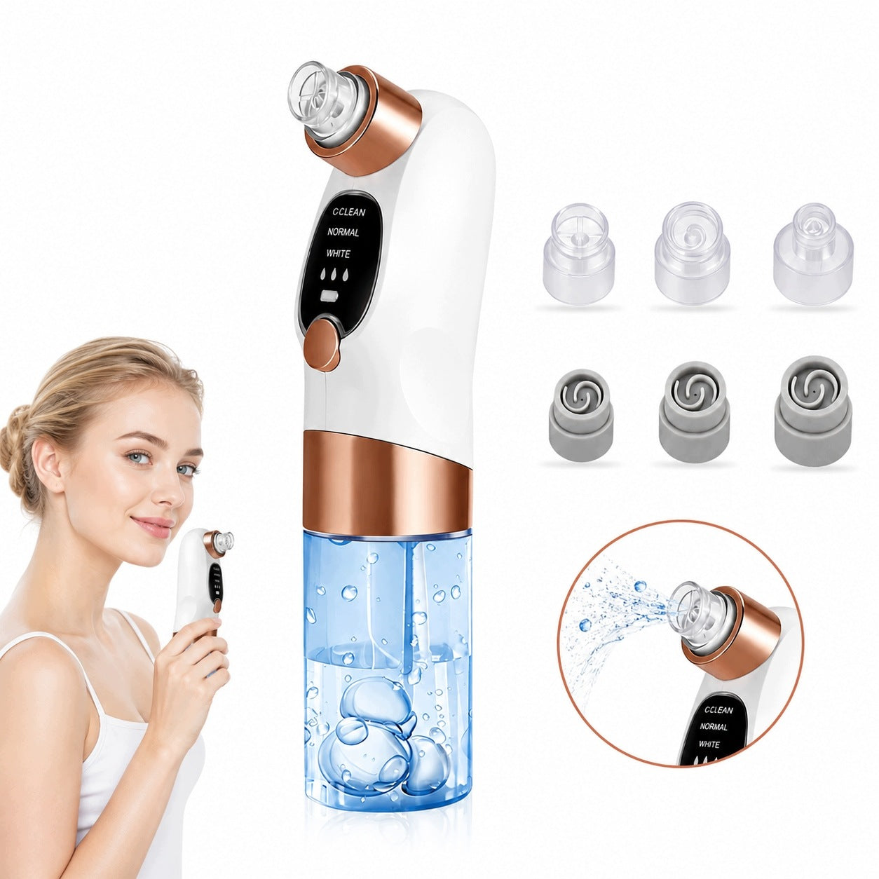 BLACKHEAD VACUUM CLEANER HYDRABRASION FOR CLEANING PORES 6IN1