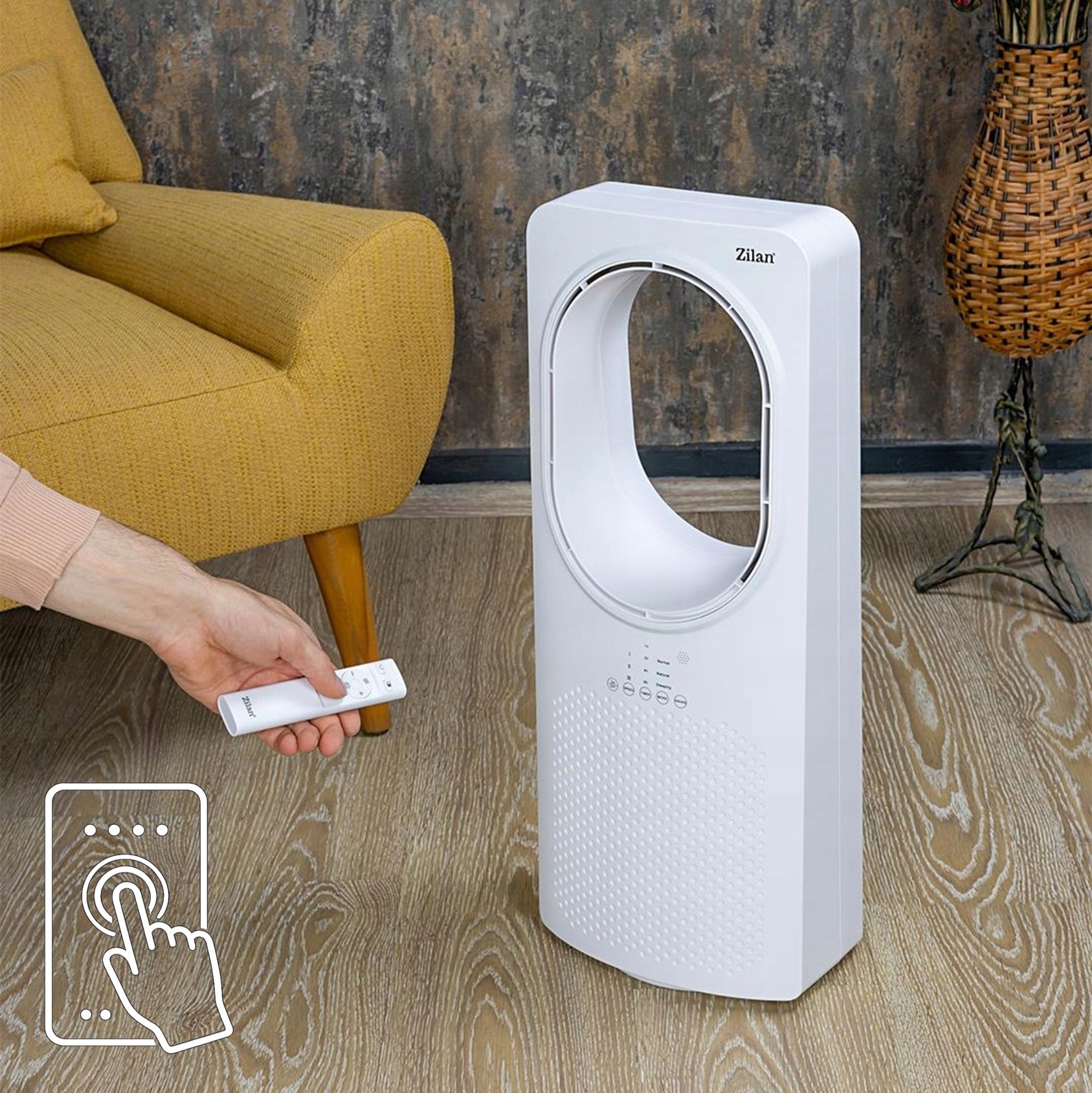 BLADELESS COLUMN FAN WHITE QUIET TOUCH PANEL + 50W REMOTE CONTROL Fan type column