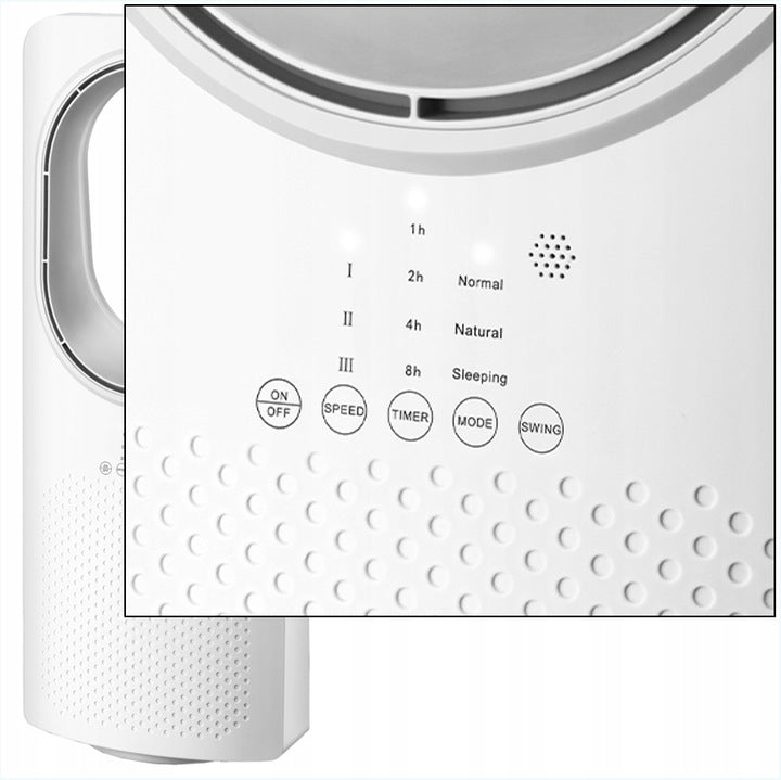 BLADELESS COLUMN FAN WHITE QUIET TOUCH PANEL + 50W REMOTE CONTROL Functions automatic oscillation timer