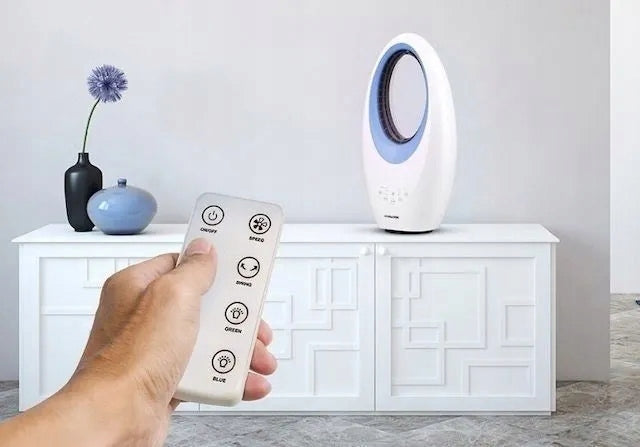 BLADELESS FLOOR FAN OSCILLATION TIMER REMOTE CONTROL LED LIGHTING Power supply mains
