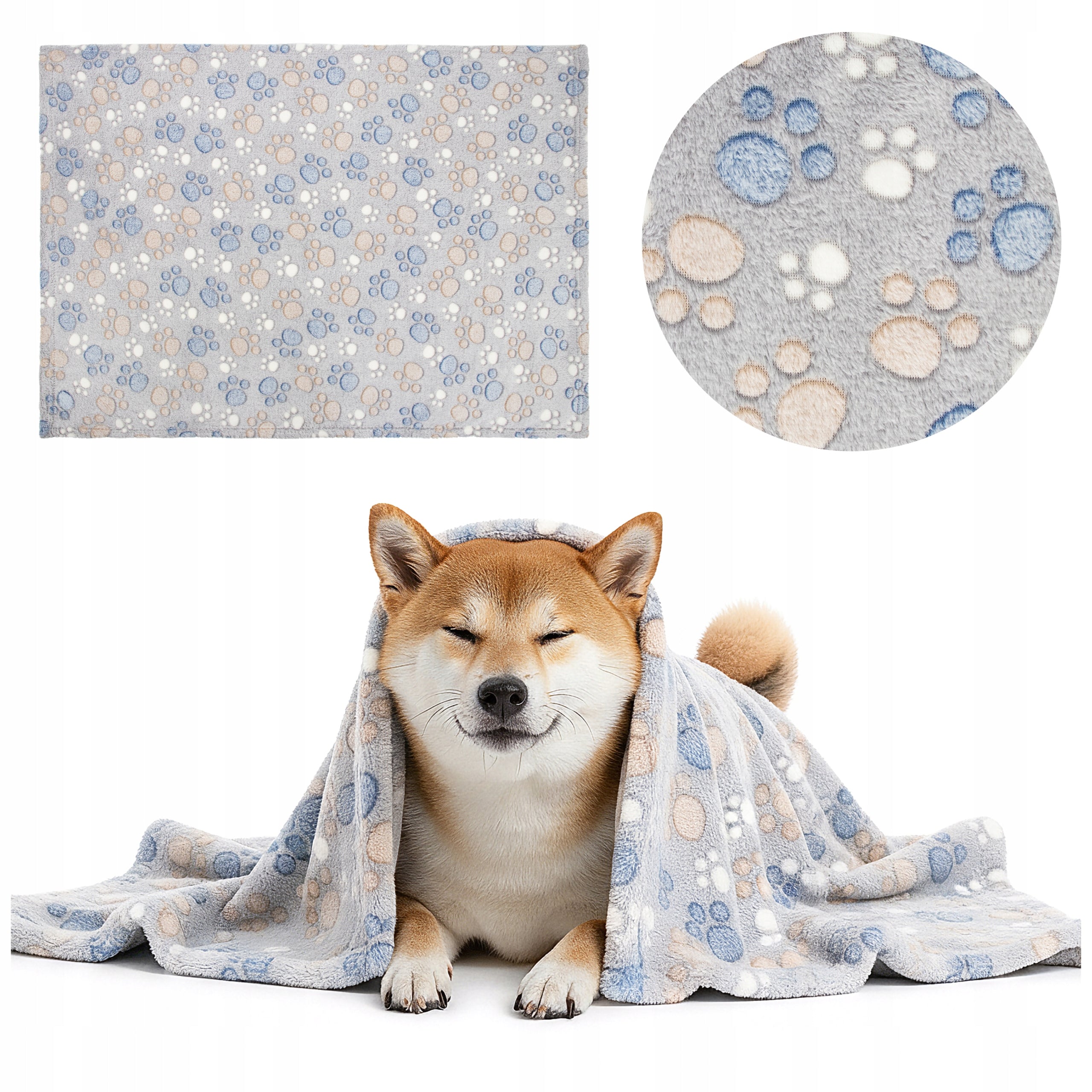 BLANKET CAT DOG BLANKET SOFT FLEECE 100x70 CM GREY PAWS + PILLOW EAN (GTIN) 5901179402297