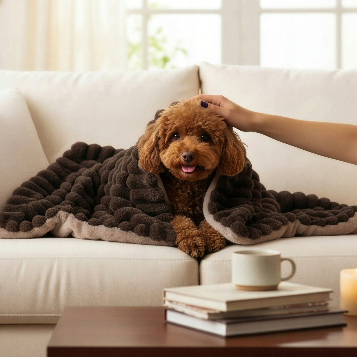 BLANKET FOR DOG CAT DOUBLE-SIDED 100x80 CM WARM WRAPPING FUR BROWN Manufacturer code 39265