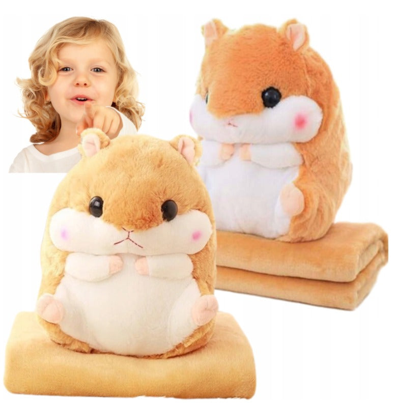 BLANKET PILLOW 2IN1 CUDDLY HAMSTER GIFT PLUSH FOR CHILDREN BEDDING