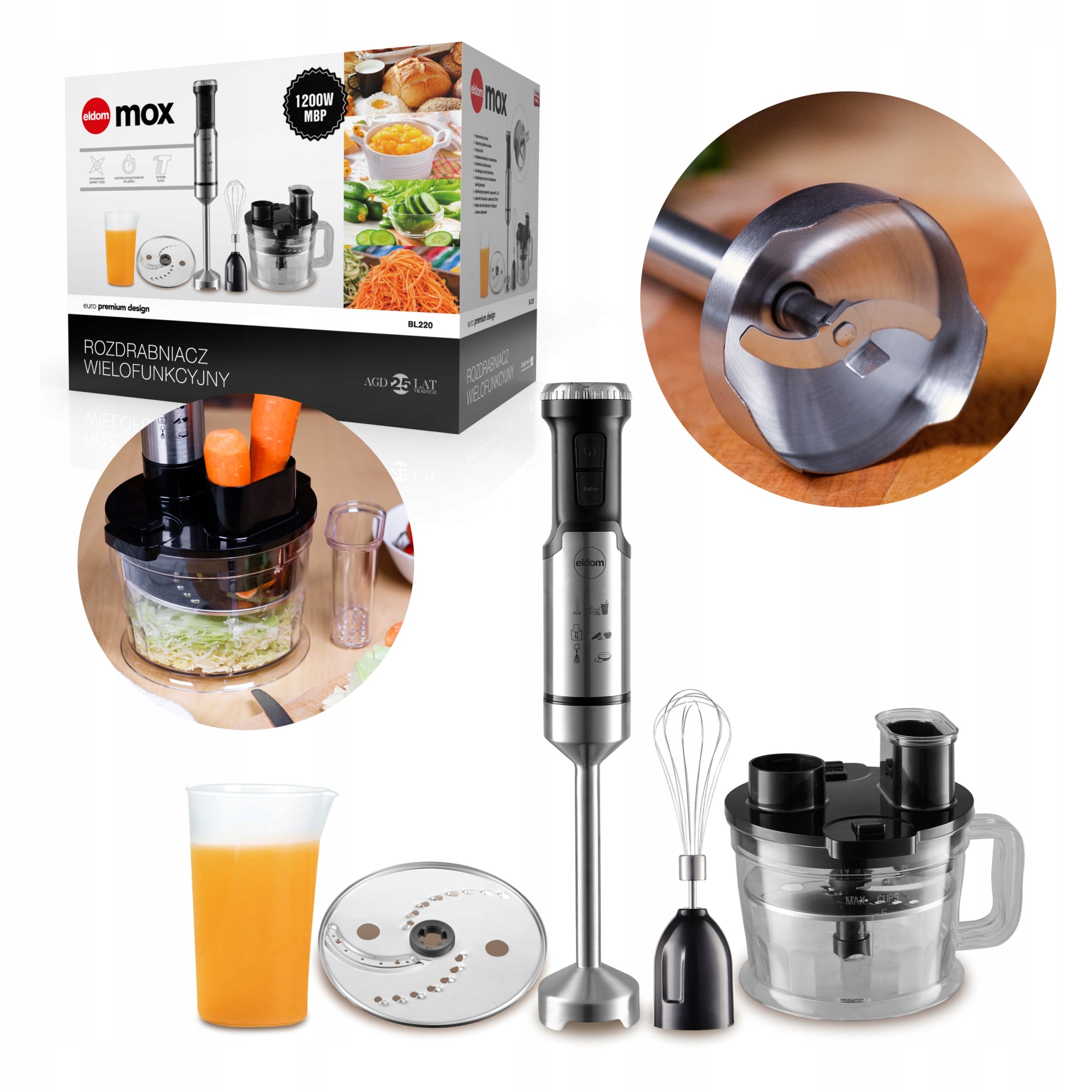 BLENDER HAND MIXER SHREDDER ELDOM BL220 1200W TURBO ADJUSTMENT