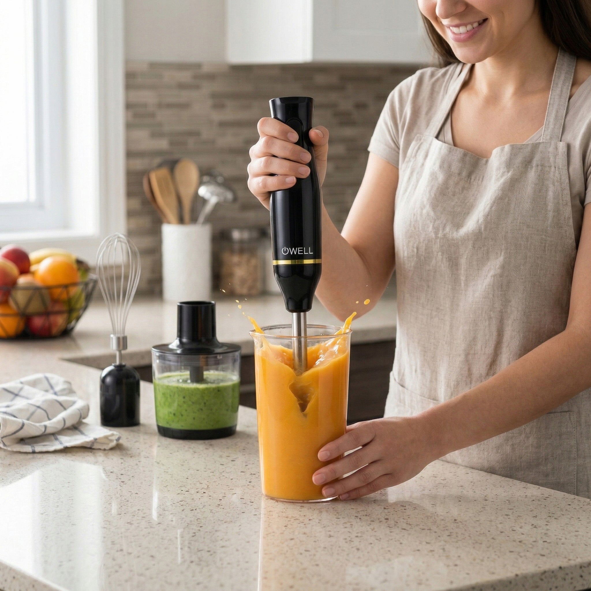 BLENDER HANDHELD MULTIFUNCTIONAL MIXER SHREDDER FOAMER 5in1 800W BLACK Brand OWELL