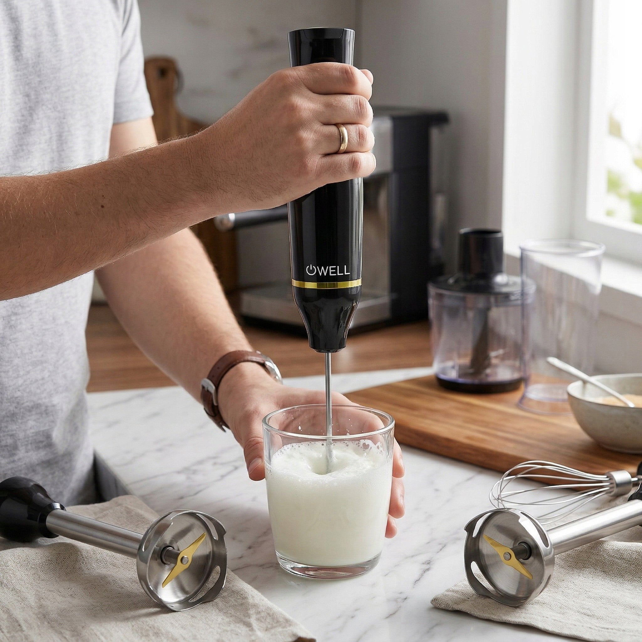 BLENDER HANDHELD MULTIFUNCTIONAL MIXER SHREDDER FOAMER 5in1 800W BLACK Power rating 800 W