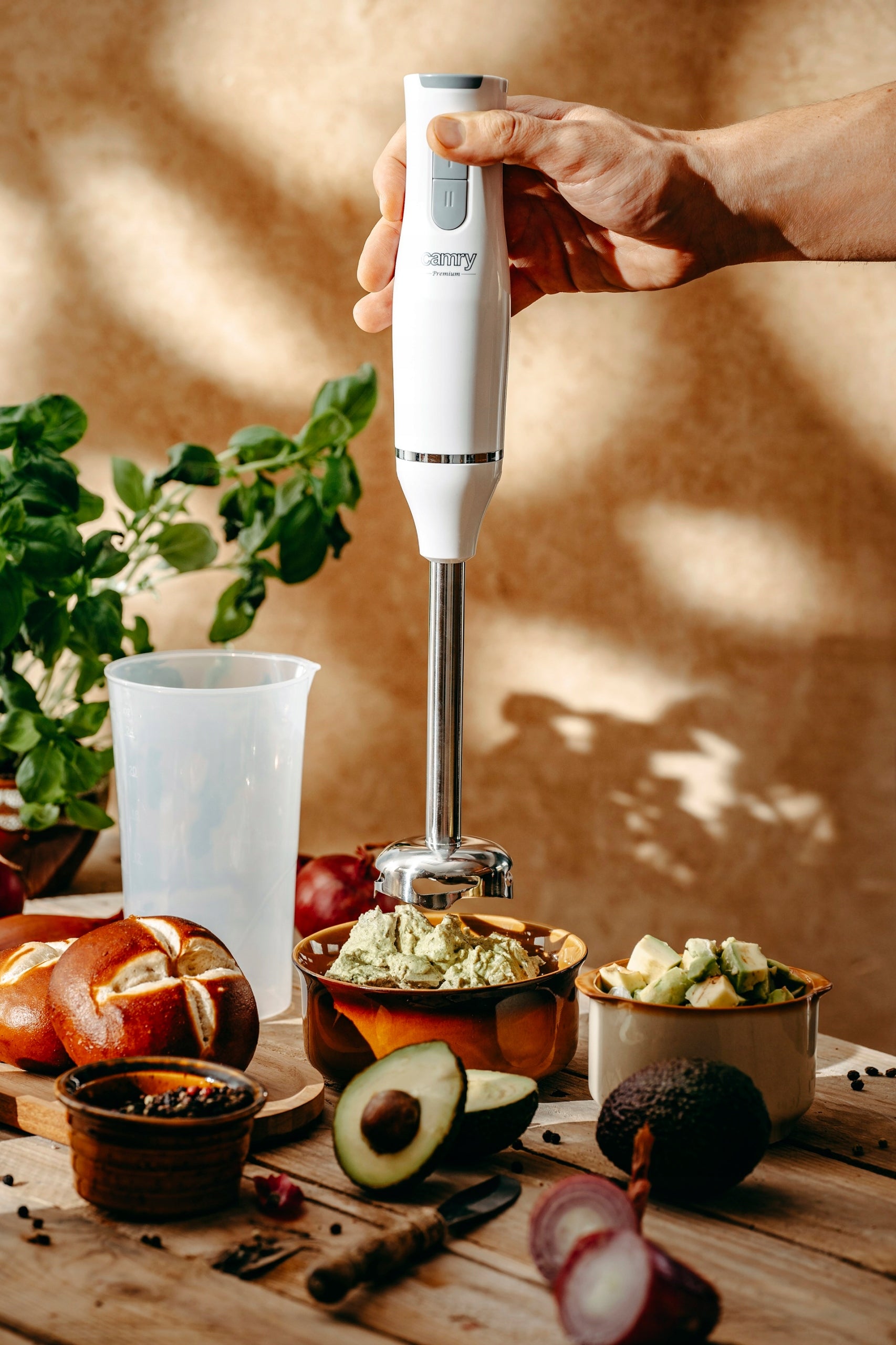 BLENDER HANDHELD MULTIFUNCTIONAL MIXER SHREDDER FOAMER SET 5in1 800W Dominant color white