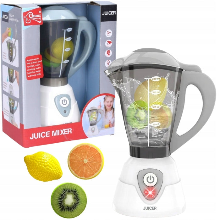 BLENDER MIXER ROBOT BATTERY OPERATED WITH AGD LIGHT + FRUIT KITCHEN SET
