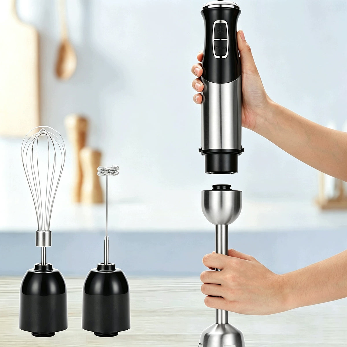 BLENDER RĘCZNY WIELOFUNKCYJNY 21 POZIOMÓW TRYB TURBO ZESTAW 5W1 MOCNY 1800W Packaging status original