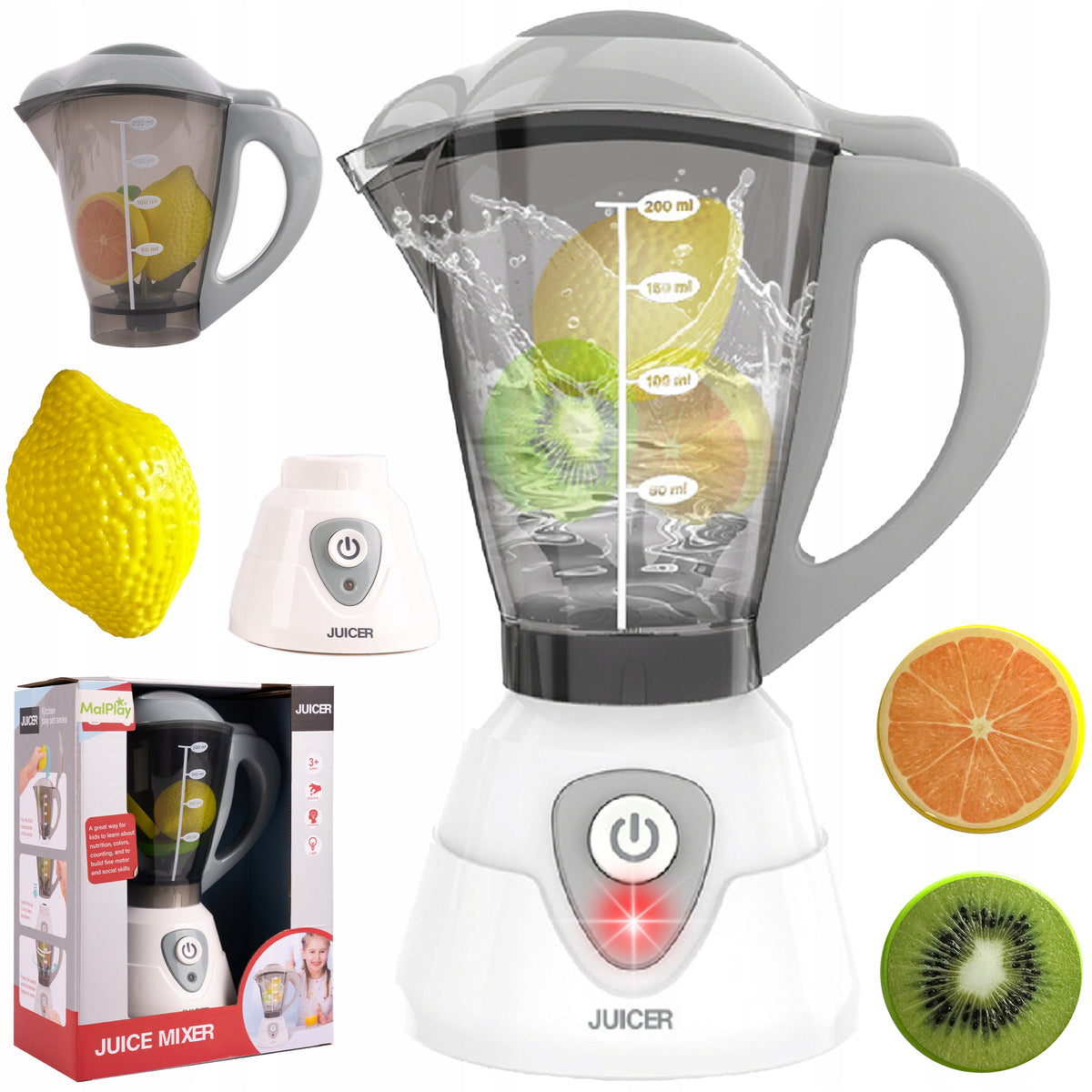 BLENDER TOY CUP MIXER FOR CHILDREN LIGHT SOUND FRUIT 3 PCS
