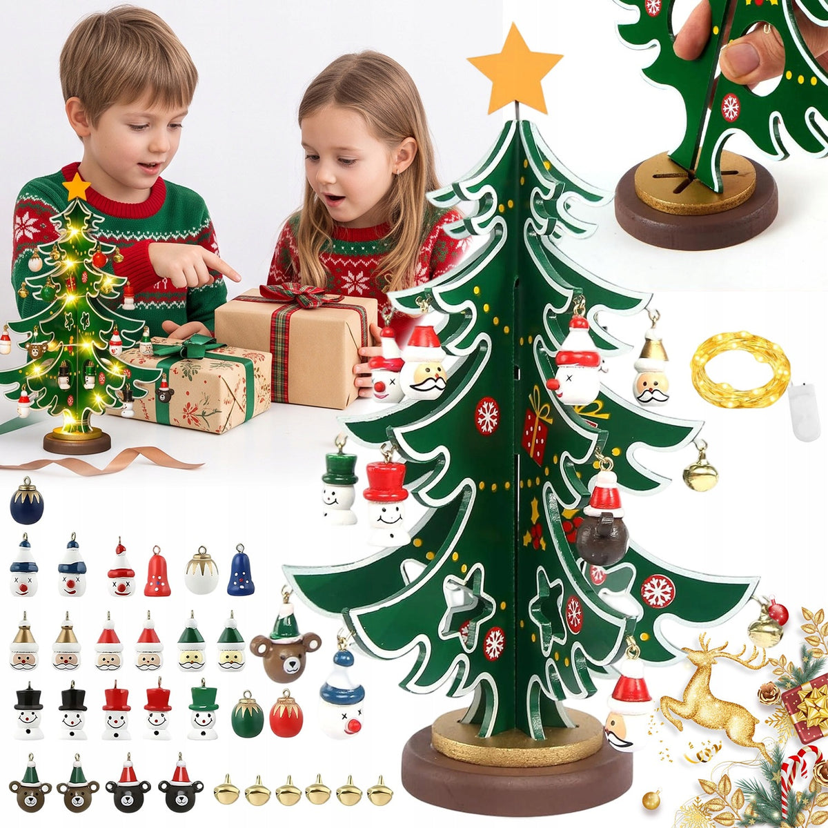 BLOCKS CHRISTMAS TREE ORNAMENTS ADVENT CALENDAR WITH LED GIFT 24IN1