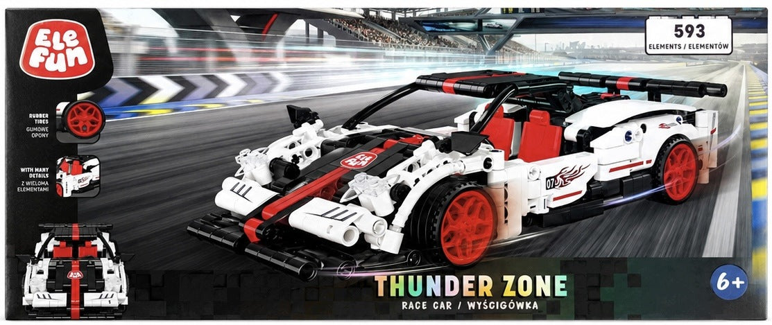 BLOCKS ELEFUN WHITE RACING CAR 593 ELEMENTS