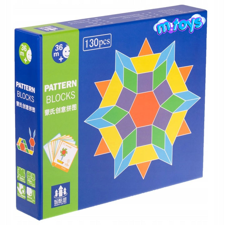 BLOCKS WOODEN PUZZLE GAME CREATIVE MOSAIC MONTESSORI 155 EL. Manufacturer code MTOYS PATTERN BLOCKS